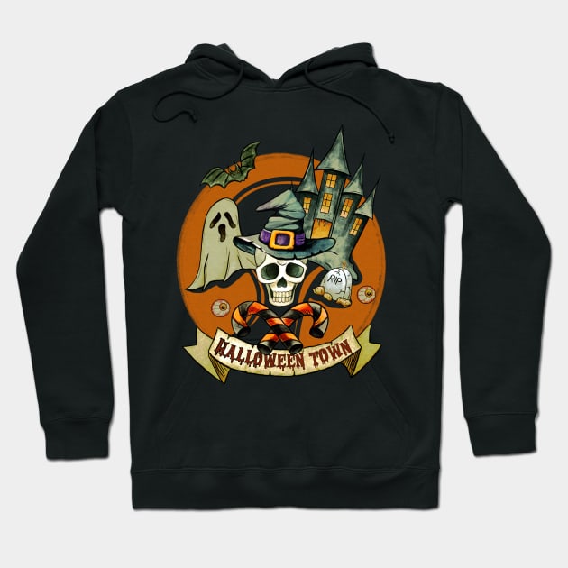 Scary Halloween Town, Haunted Houses Hoodie by i am Cuta